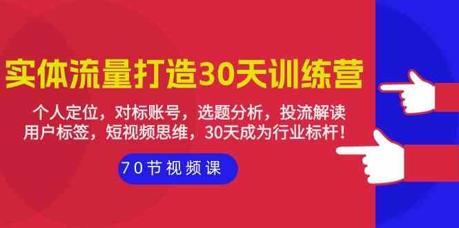 实体流量打造30天训练营：个人定位，对标账号，选题分析，投流解读（70节）-副业网创