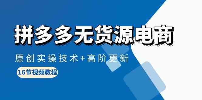拼多多无货源电商，原创实操技术+高阶更新（16节视频教程）-副业网创