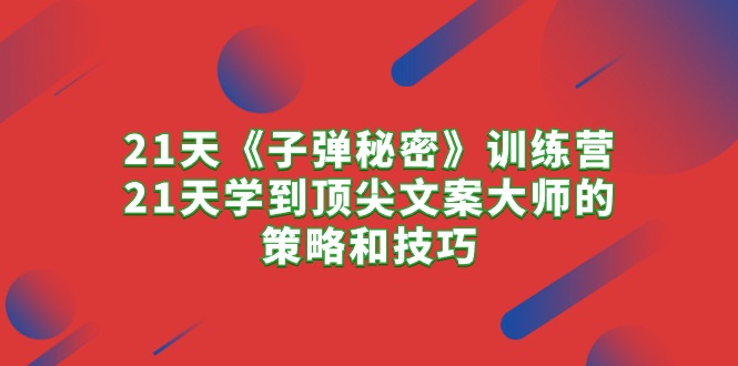 （10209期）21天《子弹秘密》训练营，21天学到顶尖文案大师的策略和技巧-副业网创