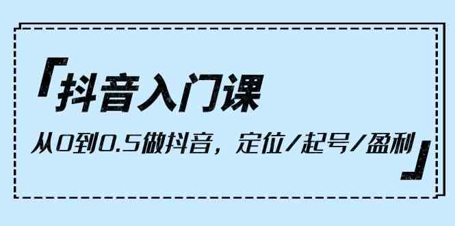 抖音入门课，从0到1做抖音，定位/起号/盈利（9节课）-副业网创