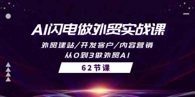 AI闪电做外贸实战课，外贸建站/开发客户/内容营销/从0到3做外贸AI（61节）-副业网创