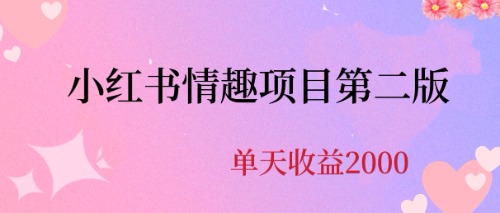 最近爆火小红书情趣项目第二版，每天2000+-副业网创