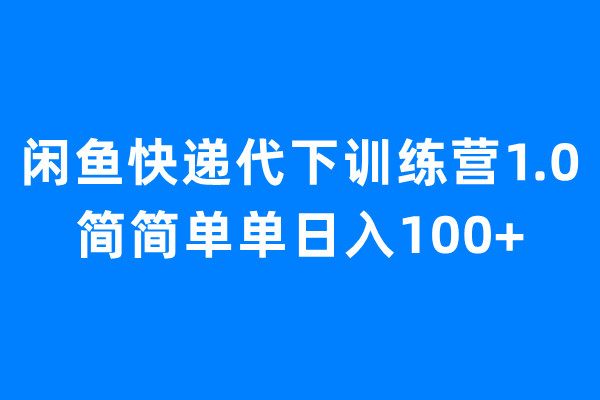闲鱼快递代下训练营1.0，简简单单日入100+-副业网创