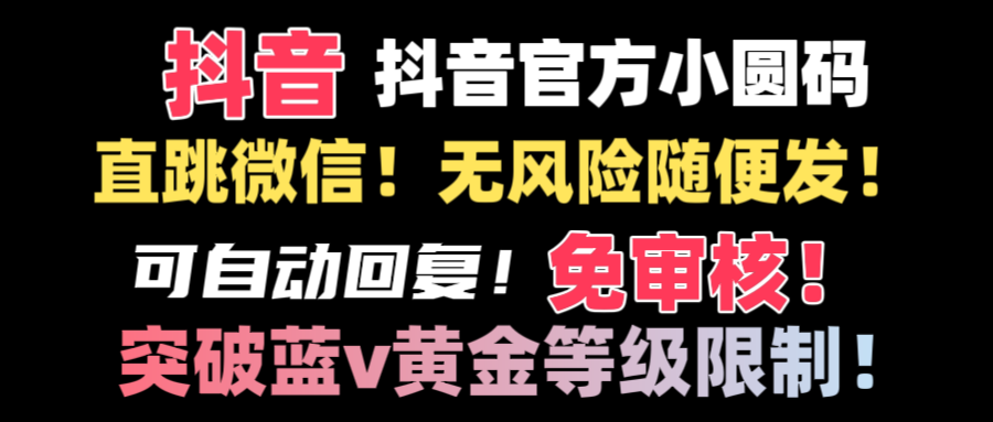 抖音二维码直跳微信技术！站内随便发不违规！！-副业网创