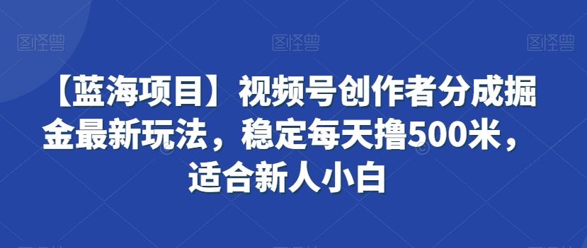 视频号创作者分成掘金最新玩法，稳定每天撸500米，适合新人小白-副业网创
