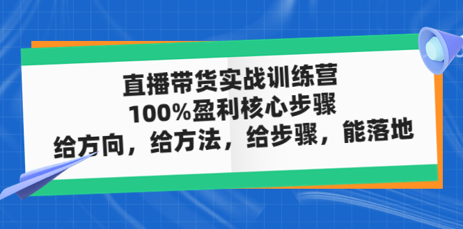直播带货实操落地班，直播起号必备实操运营课，给方向，给方法，给步骤，能落地-副业网创