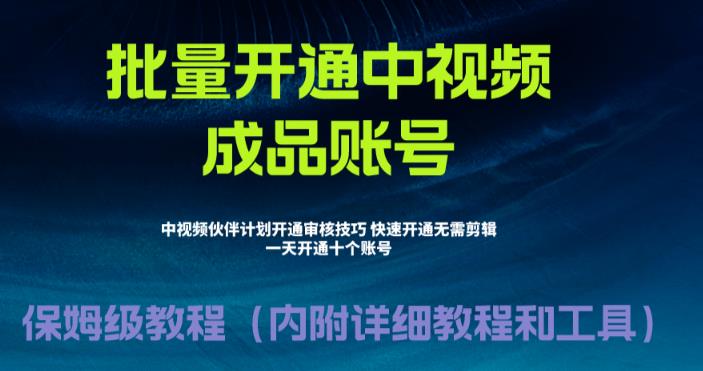 外面收费1980暴力开通中视频计划教程，附 快速通过中视频伙伴计划的办法-副业网创