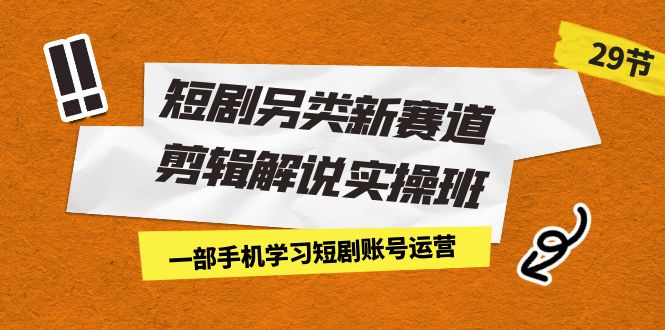 短剧另类新赛道剪辑解说实操班：一部手机学习短剧账号运营（29节 价值500）-副业网创