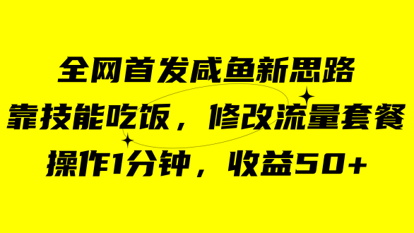 咸鱼冷门新玩法，靠“技能吃饭”，修改流量套餐，操作1分钟，收益50+-副业网创