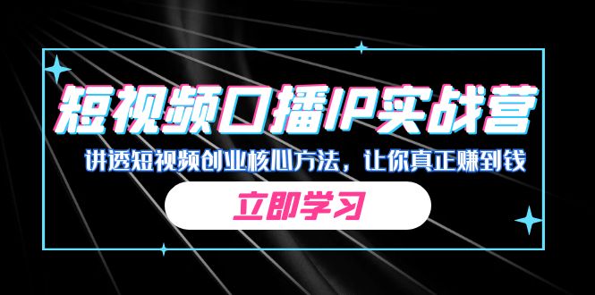 某收费培训：短视频口播IP实战营，讲透短视频创业核心方法，让你真正赚到钱-副业网创