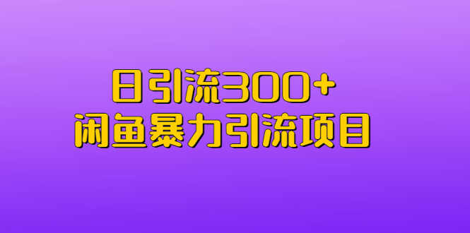 日引流300+闲鱼暴力引流项目-副业网创