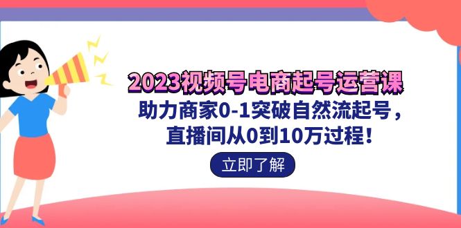 2023视频号-电商起号运营课 助力商家0-1突破自然流起号 直播间从0到10w过程-副业网创