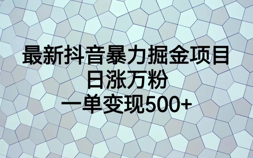 最火热的抖音暴力掘金项目，日涨万粉，多种变现方式，一单变现可达500+-副业网创