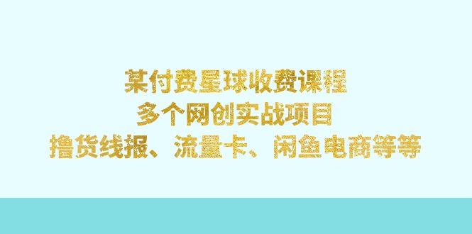 某付费星球课程：多个网创实战项目，撸货线报、流量卡、闲鱼电商等等-副业网创