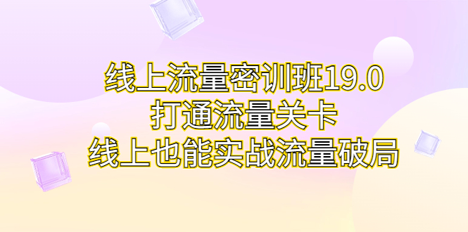 线上流量密训班19.0，打通流量关卡，线上也能实战流量破局-副业网创