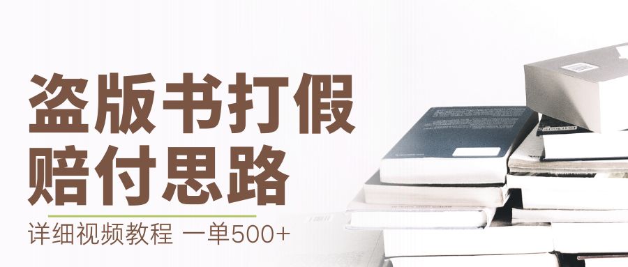 最新盗版书赔付打假项目，一单利润500+【详细玩法视频教程】-副业网创