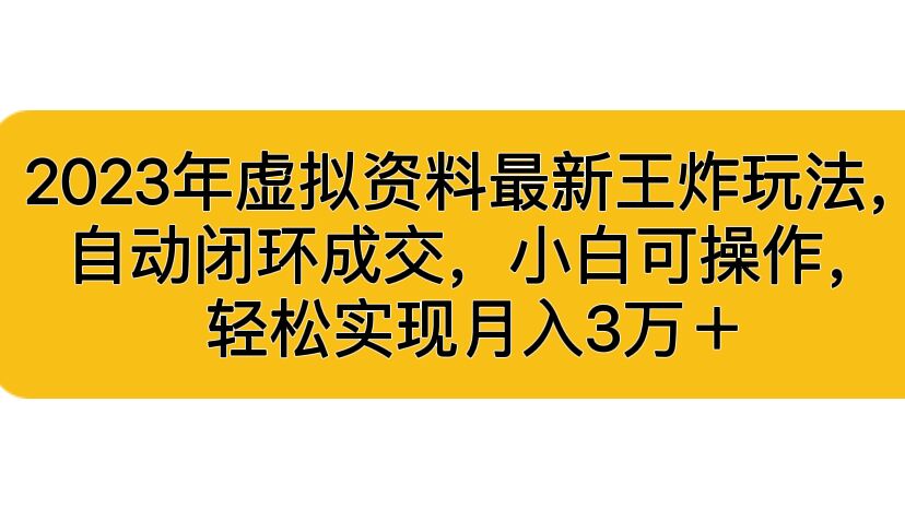 2023年虚拟资料最新王炸玩法，自动闭环成交，小白可操作，轻松实现月入3…-副业网创