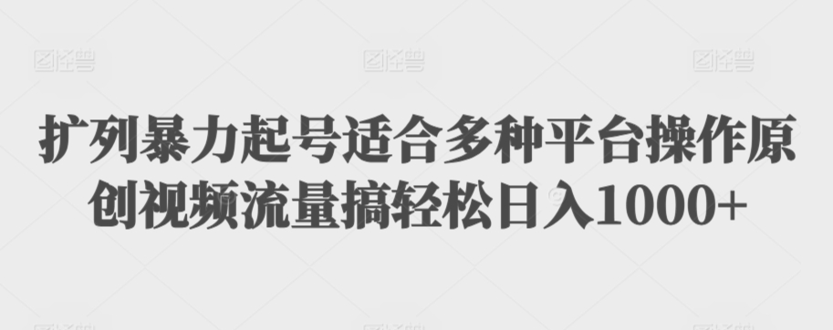 扩列暴力起号适合多种平台操作原创视频流量搞轻松日入1000+-副业网创