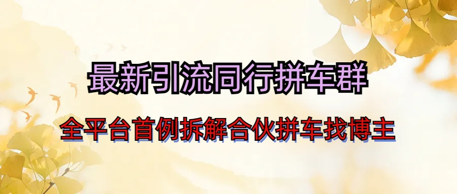 最新引流同行拼车群合伙拼车找博主日引百人新玩法-副业网创