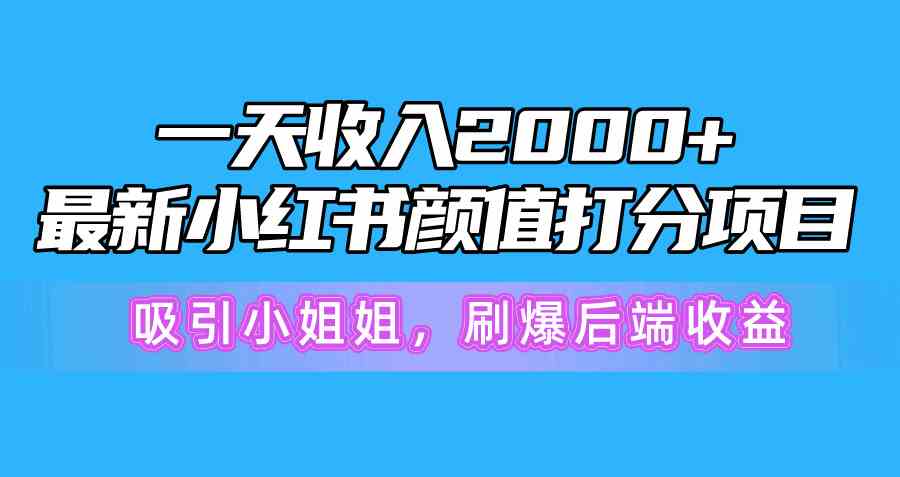 （10187期）一天收入2000+，最新小红书颜值打分项目，吸引小姐姐，刷爆后端收益-副业网创