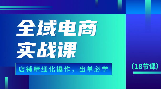 全域电商实战课，个人店铺精细化操作流程，出单必学内容（18节课）-副业网创