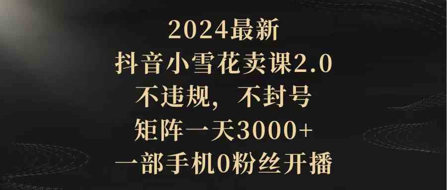 （9639期）2024最新抖音小雪花卖课2.0 不违规 不封号 矩阵一天3000+一部手机0粉丝开播-副业网创