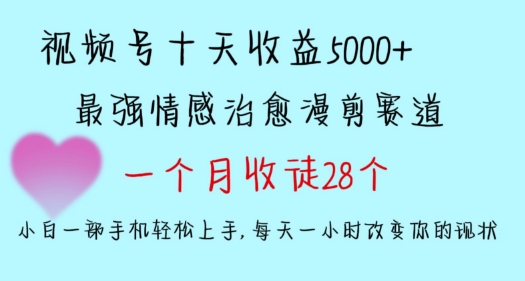 十天收益5000+，多平台捞金，视频号情感治愈漫剪，一个月收徒28个，小白一部手机轻松上手-副业网创
