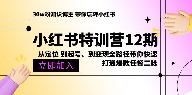 （10666期）小红书特训营12期：从定位 到起号、到变现全路径带你快速打通爆款任督二脉-副业网创