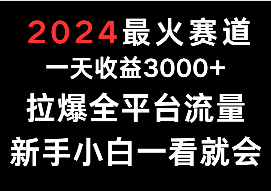 2024最火赛道，一天收一3000+.拉爆全平台流量，新手小白一看就会-副业网创