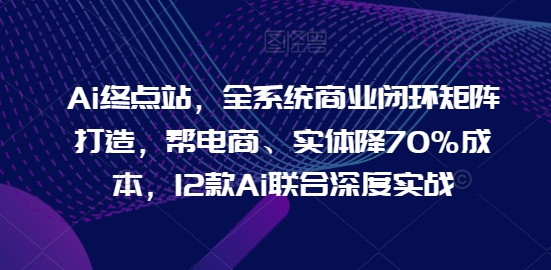 Ai终点站，全系统商业闭环矩阵打造，帮电商、实体降70%成本，12款Ai联合深度实战-副业网创
