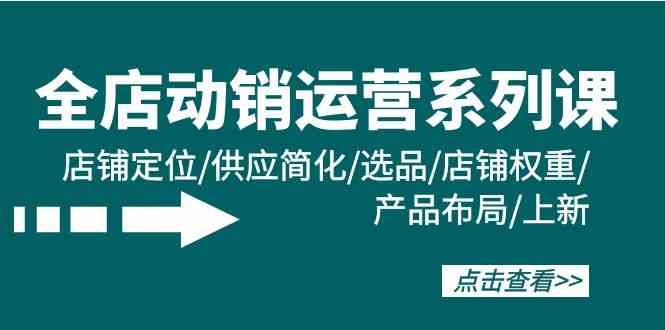 全店动销运营系列课：店铺定位/供应简化/选品/店铺权重/产品布局/上新-副业网创