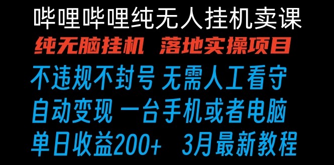 哔哩哔哩纯无脑挂机卖课 单号日收益200+ 手机就能做-副业网创