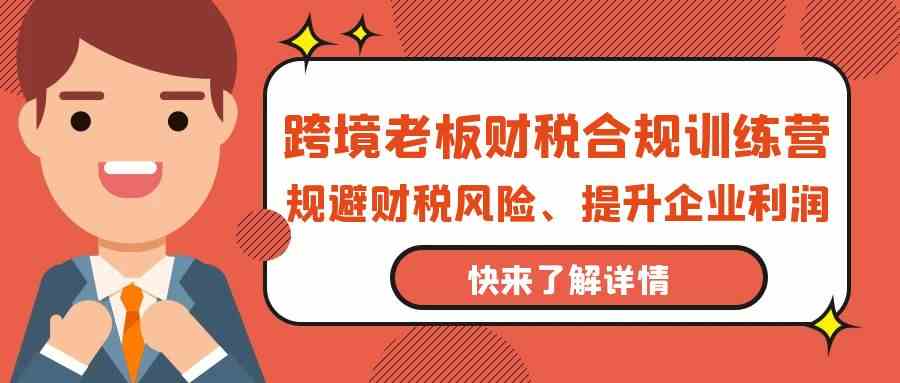 跨境老板财税合规训练营，规避财税风险、提升企业利润-副业网创