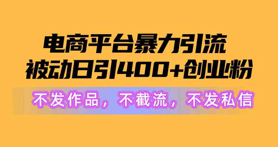 （10168期）电商平台暴力引流,被动日引400+创业粉不发作品，不截流，不发私信-副业网创