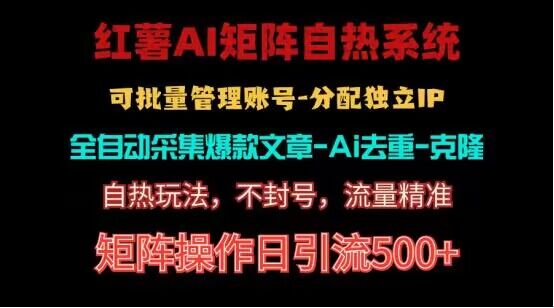 红薯矩阵自热系统，独家不死号引流玩法！矩阵操作日引流500+-副业网创