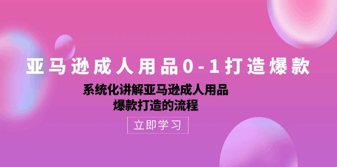 亚马逊成人用品0-1打造爆款：系统化讲解亚马逊成人用品爆款打造的流程-副业网创