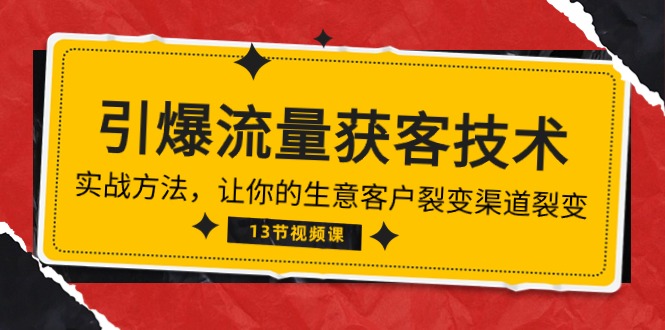 （10276期）《引爆流量 获客技术》实战方法，让你的生意客户裂变渠道裂变（13节）-副业网创