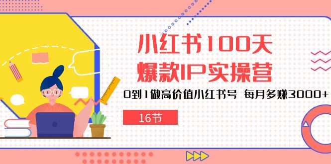 小红书100天爆款IP实操营，0到1做高价值小红书号，每月多赚3000+（16节）-副业网创
