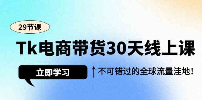 Tk电商带货30天线上课，不可错过的全球流量洼地（29节课）-副业网创