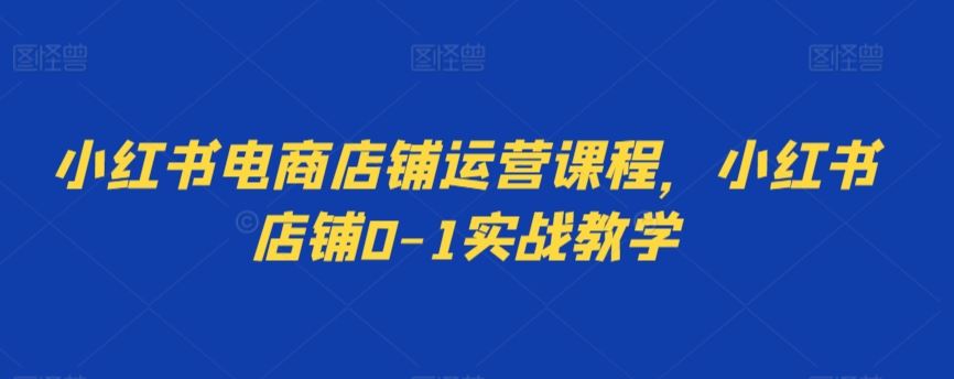 小红书电商店铺运营课程，小红书店铺0-1实战教学-副业网创