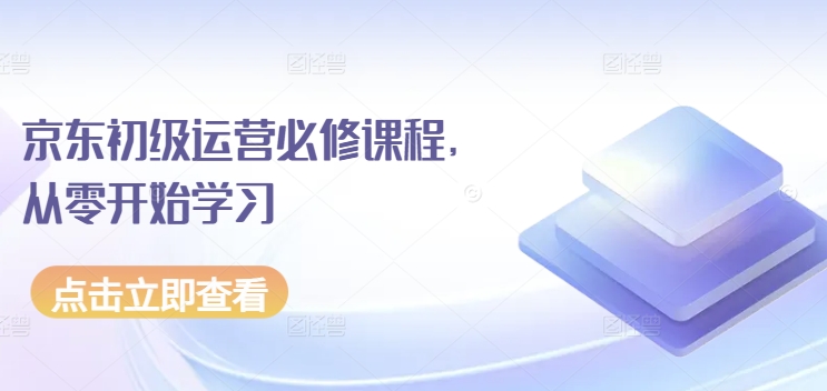 京东初级运营必修课程，从零开始学习-副业网创