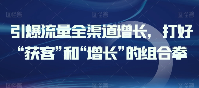 引爆流量全渠道增长，打好“获客”和“增长”的组合拳-副业网创