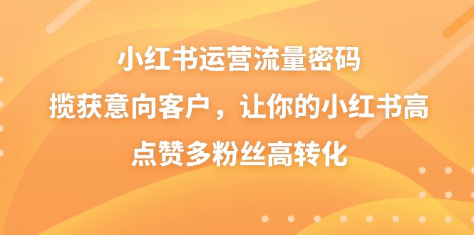 小红书运营流量密码，揽获意向客户，让你的小红书高点赞多粉丝高转化-副业网创