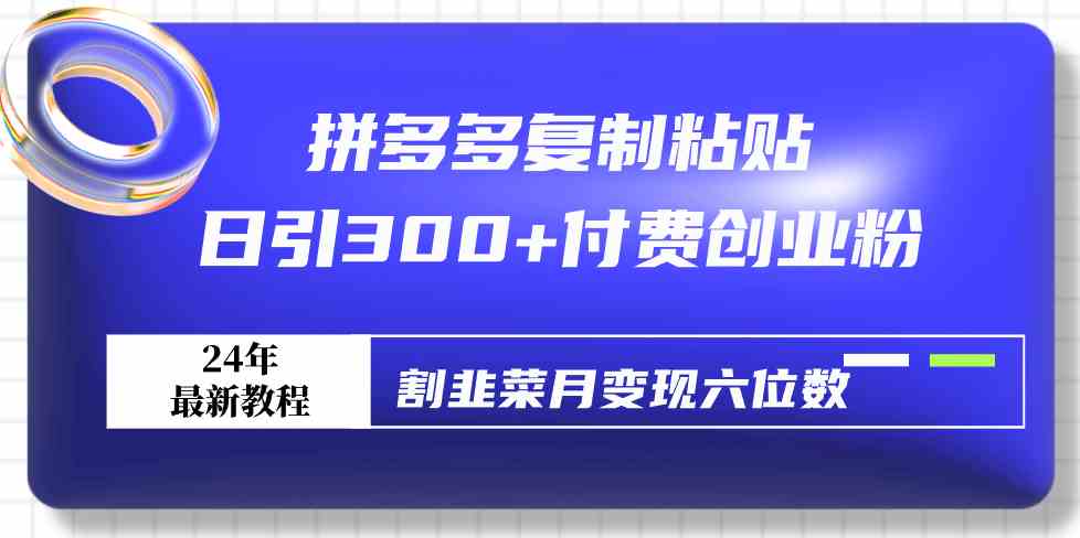（9129期）拼多多复制粘贴日引300+付费创业粉，割韭菜月变现六位数最新教程！-副业网创