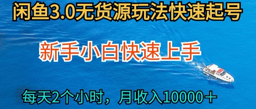 2024最新闲鱼无货源玩法，从0开始小白快手上手，每天2小时月收入过万-副业网创