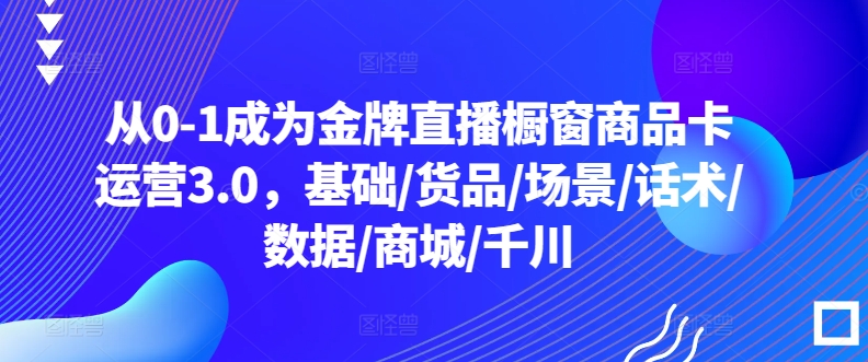 从0-1成为金牌直播橱窗商品卡运营3.0，基础/货品/场景/话术/数据/商城/千川-副业网创