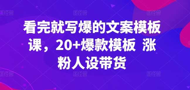 看完就写爆的文案模板课，20+爆款模板  涨粉人设带货-副业网创
