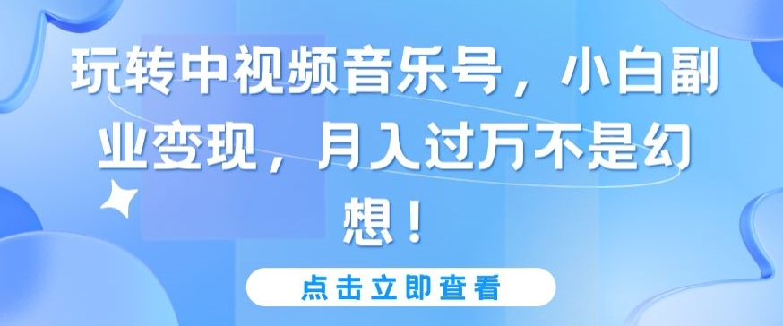 玩转中视频音乐号，小白副业变现，月入过万不是幻想-副业网创