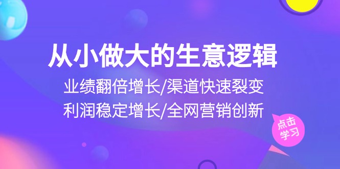 （10438期）从小做大生意逻辑：业绩翻倍增长/渠道快速裂变/利润稳定增长/全网营销创新-副业网创