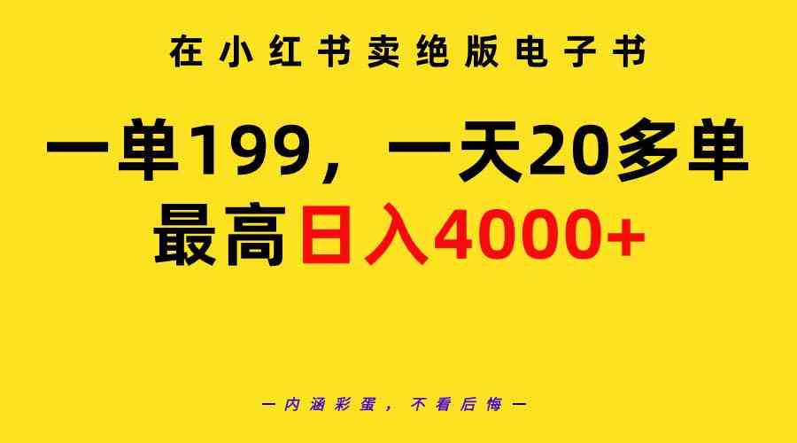（9401期）在小红书卖绝版电子书，一单199 一天最多搞20多单，最高日入4000+教程+资料-副业网创